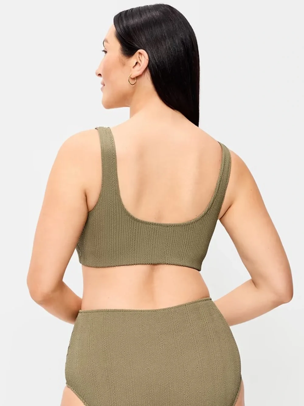 Ribbed Scoop Bralette Set in Olive